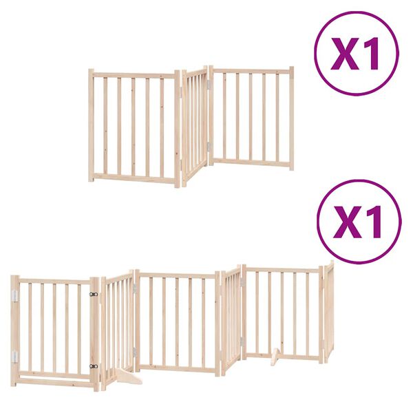 vidaXL Dog Gate with Door Foldable 9 Panels 450 cm Poplar Wood