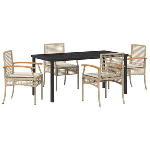 vidaXL Garden Dining Set 5 pcs Beige Poly Rattan