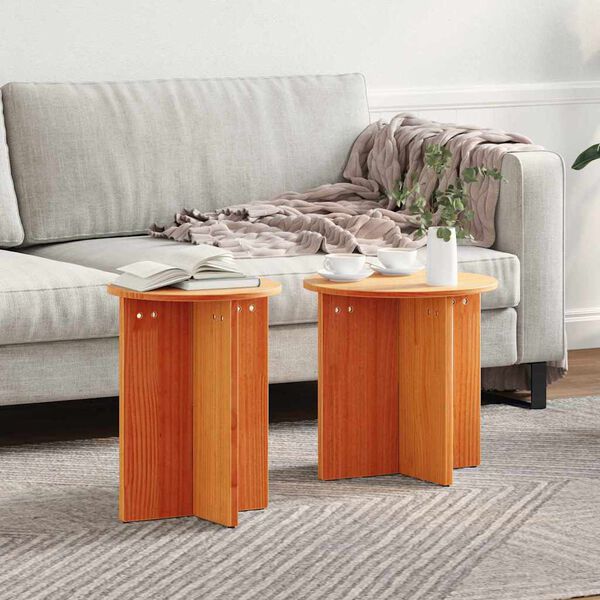 vidaXL Coffee Table 2 pcs Wax Brown