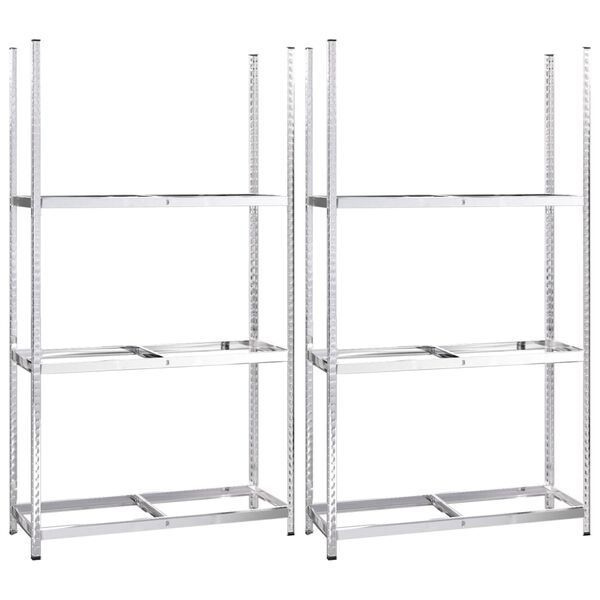 vidaXL 3-Layer Tire Racks 2 pcs Silver 110x40x200 cm Steel