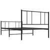 vidaXL Metal Bed Frame without Mattress with Footboard Black 90x200cm
