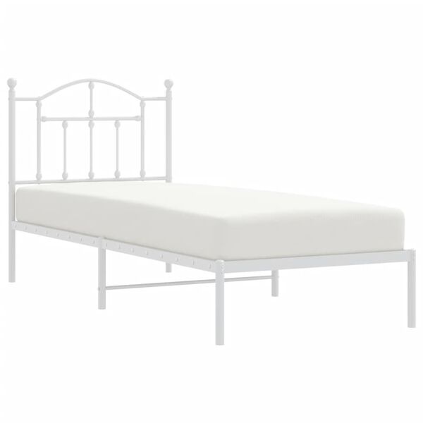 vidaXL Metal Bed Frame without Mattress with Headboard White 80x200cm