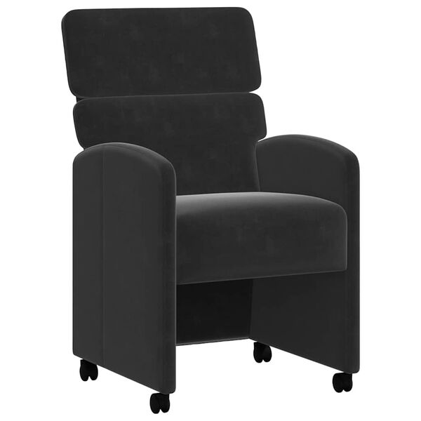 vidaXL Dining Chairs with Wheels 2 pcs Black 58 x 65 x 98 cm Velvet