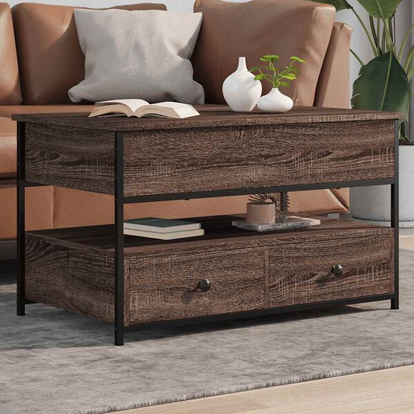 vidaXL Coffee Table Brown Oak 85x50x50 cm Engineered Wood and Metal