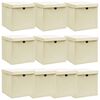 vidaXL Storage Boxes with Lid 10 pcs Cream 32x32x32 cm Fabric