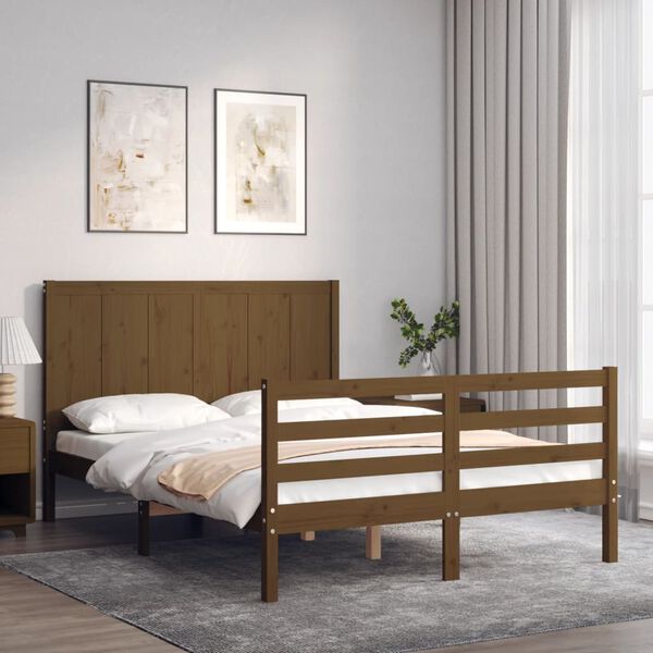 vidaXL Bed Frame without Mattress Honey Brown 140x190 cm Solid Wood