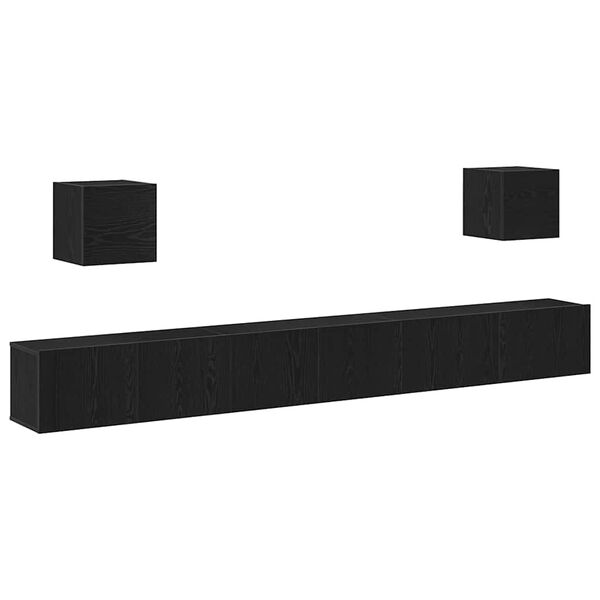 vidaXL TV Cabinet Set 7 pcs Black Oak 100 x 30 x 30 cm Engineered Wood