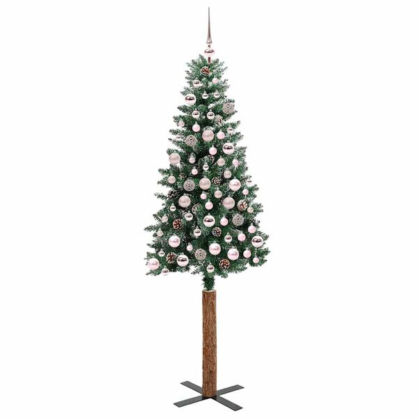 vidaXL Slim Christmas Tree Green 180 cm PVC and Solid Pine wood