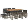 vidaXL 11 Piece Garden Dining Set with Cushions Grey Poly Rattan