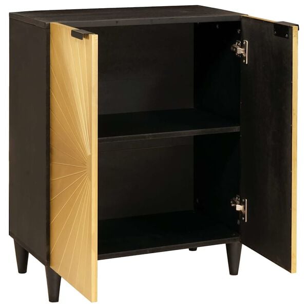 vidaXL Sideboard Black and Gold 60 x 33 x 75 cm Solid mango wood