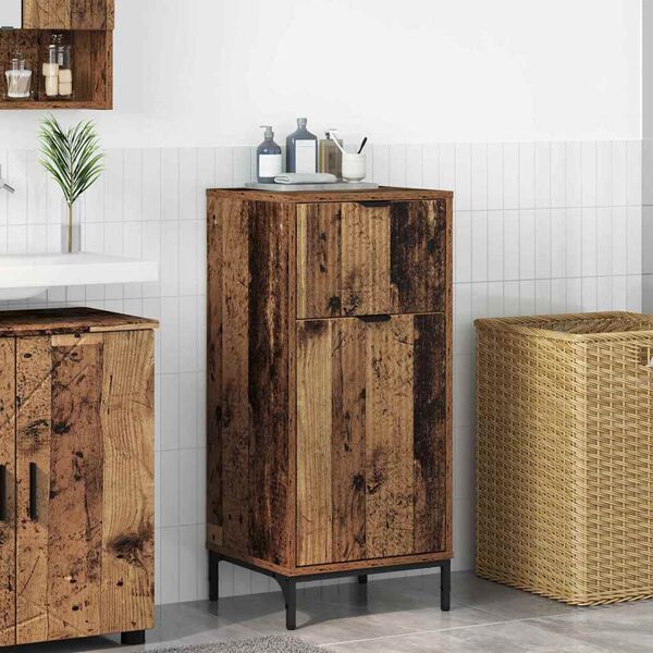 vidaXL Bathroom Cabinet with Drawer Old Wood 39.5 x 36 x 88 cm
