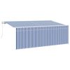 vidaXL Retractable Awning Retractable Striped Blue 350 x 200 cm Fabric