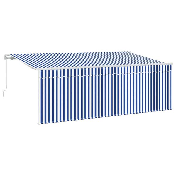 vidaXL Retractable Awning Retractable Striped Blue 350 x 200 cm Fabric
