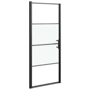 vidaXL Shower Door 81x195 cm Half Frosted Tempered Glass Black