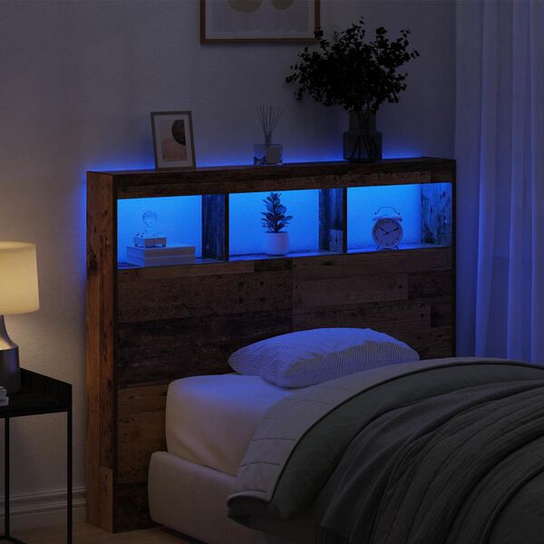 vidaXL Headboard with Shelf Old Wood 120 x 17 x 102 cm Engineered Wood