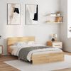 vidaXL Bed Frame with LED without Mattress Sonoma Oak 135x190 cm Double