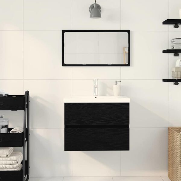 vidaXL Bathroom Sink Cabinet Black Oak 60 x 39 x 62 cm Engineered Wood