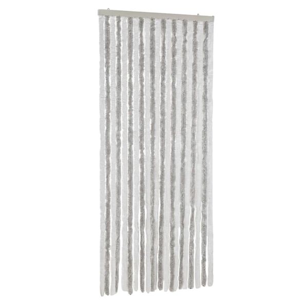 vidaXL Fly Curtain Light Grey and White 90x200 cm Chenille