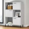 vidaXL Bookcase with Metal Legs White 90x35x128.5 cm Solid Wood OSLO