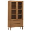 vidaXL Vitrine Cabinet MOLDE Brown 90x35x175 cm Solid Wood Pine
