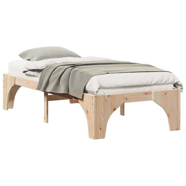 vidaXL Bed Frame Brown 90 x 200 cm Solid Pine Wood
