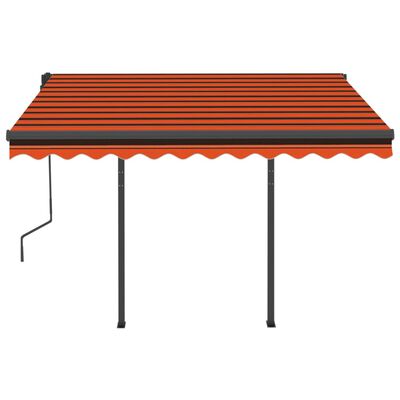 vidaXL Manual Retractable Awning with Posts 3x2.5 m Orange and Brown
