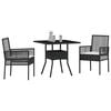 vidaXL Garden Dining Set 3 pcs Black Poly Rattan