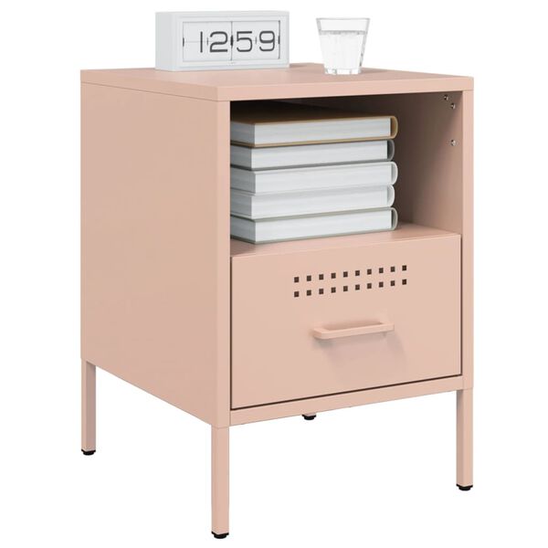 vidaXL Bedside Cabinet Pink 36x39x50.5 cm Steel