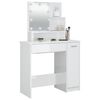 vidaXL Dressing Table with LED High Gloss White 86.5x35x136 cm