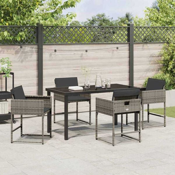 vidaXL Garden Dining Set 5 pcs Grey Poly Rattan