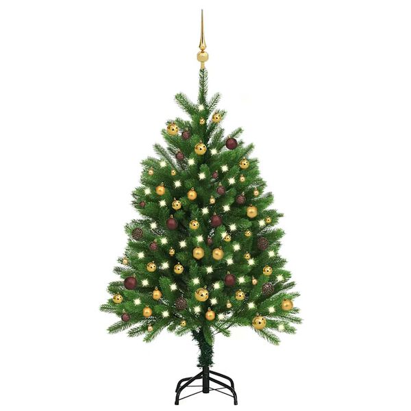 vidaXL Artificial Pre-lit Christmas Tree with Ball Set 120 cm Green