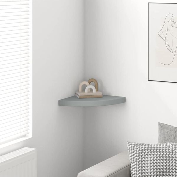 vidaXL Floating Corner Shelf Grey 35x35x3.8 cm MDF