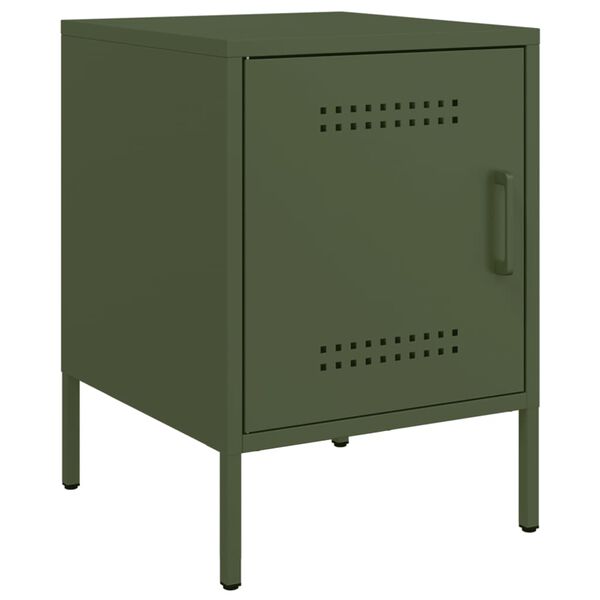 vidaXL Bedside Cabinet Olive Green 36x39x50.5 cm Steel