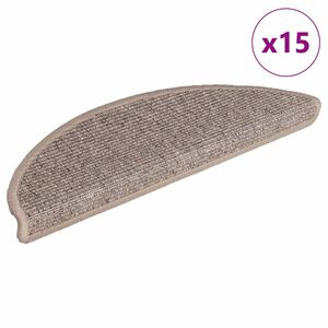 vidaXL Stair Mat | Set of 15 | Dark Beige | 91% Polypropylene, 9% Polyester