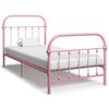 vidaXL Bed Frame without Mattress Pink Metal 100x200 cm