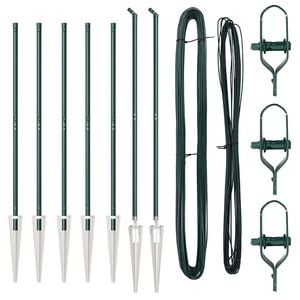 vidaXL Ground Spike Fence Post 7 pcs Green Powder-Coated Steel