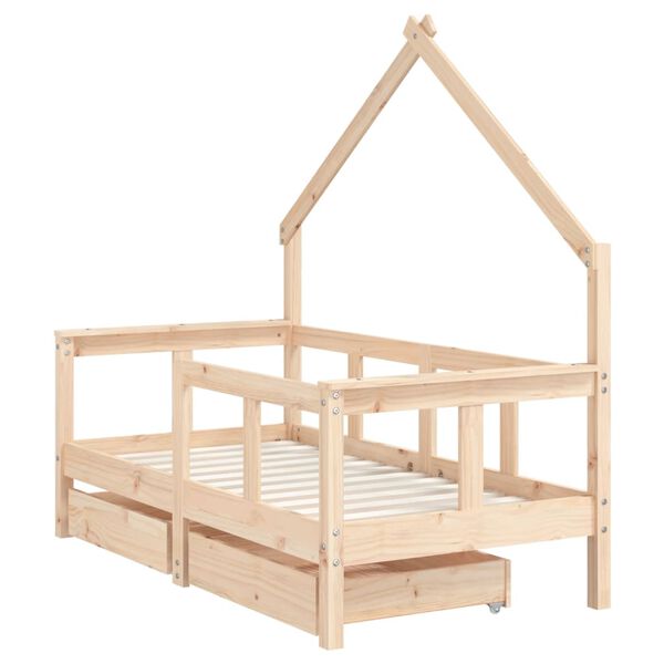 vidaXL Kids Bed Frame with Drawers 70x140 cm Solid Wood Pine