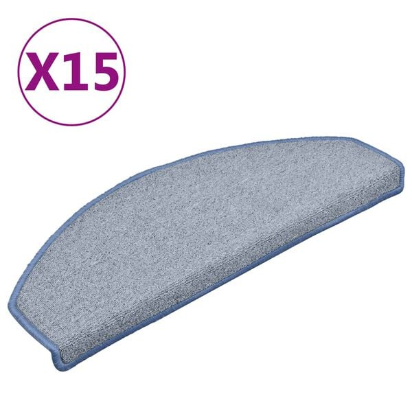 vidaXL Stair Mats 15 pcs 65x24x4 cm Light Grey and Blue Half Round Large