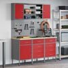 vidaXL Work Bench with Drawer 7 pcs Red 150 x 55 x 200 cm Steel