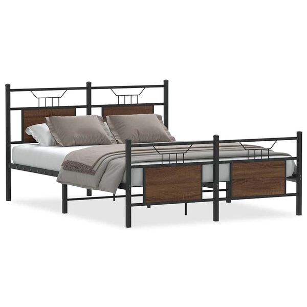 vidaXL Bed Frame without Mattress Brown Oak 140x200 cm Engineered Wood