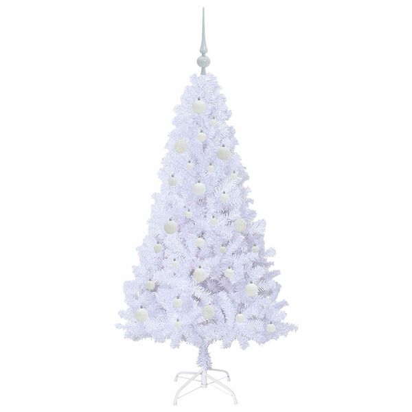 vidaXL Artificial Christmas Tree with Stand White 150 cm PVC and Steel
