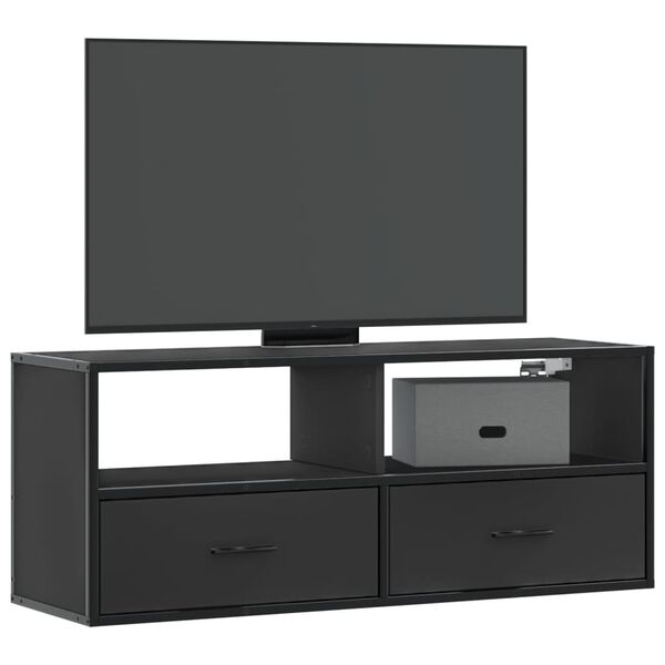 vidaXL TV Cabinet Black 100x31x39.5 cm Engineered Wood and Metal