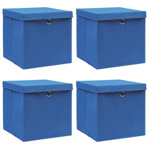 vidaXL Storage Box | Set of 4 | Blue | Non-woven fabric (100% polyester)
