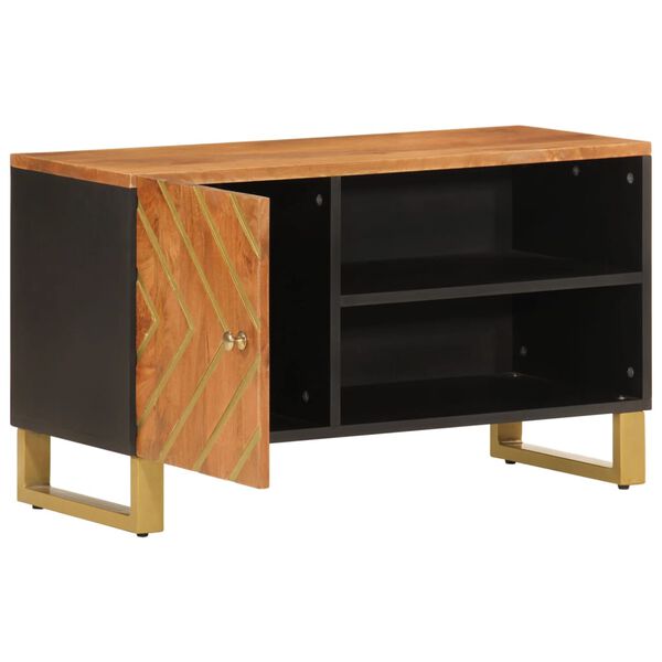 vidaXL TV Cabinet Brown and Black 80x31.5x46 cm Solid Wood Mango