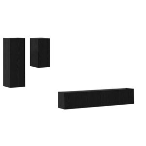 vidaXL Wall TV Cabinet Wall-mounted 3 pcs Black Oak Engineered Wood