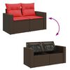 vidaXL Garden Sofa with Cushions 2-Seater Brown Poly Rattan