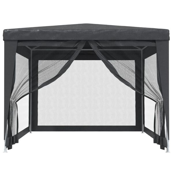 vidaXL Party Tent with 4 Mesh Sidewalls Anthracite 3x4 m HDPE