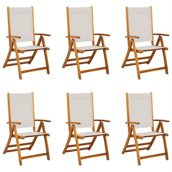 vidaXL Folding Garden Chairs 6 pcs Solid Wood Acacia and Textilene