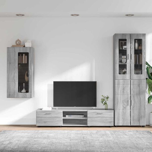 vidaXL TV Cabinet Set with Drawer FLORIN Grey Sonoma Engineered Wood