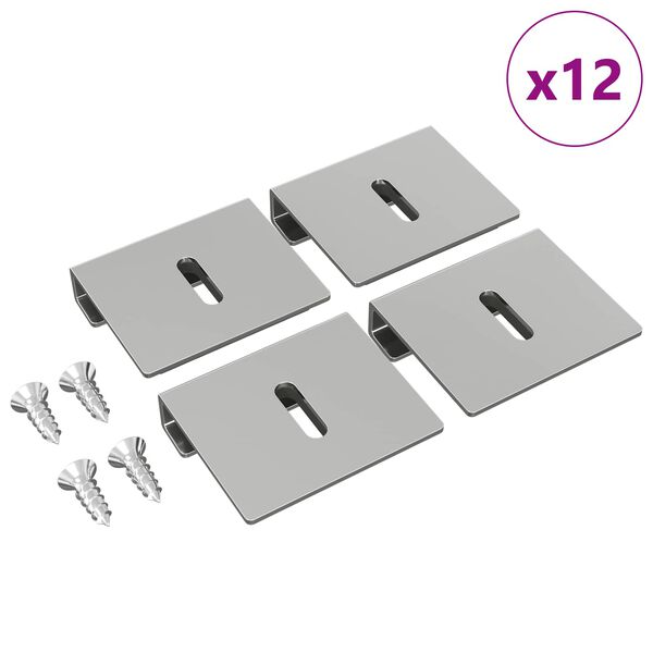 vidaXL Mirror Hold Bracket 12 pcs Nickel 35 x 30 x 8.3 mm Steel